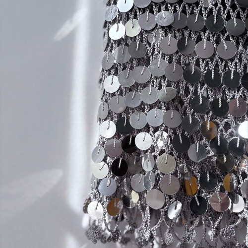 Silver top with sequins crochet, size S, like new