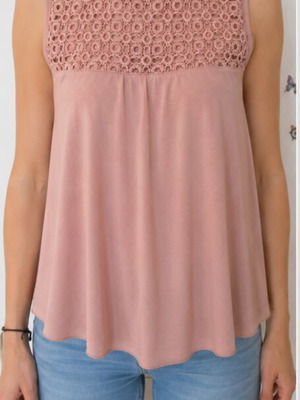 H&M sleeveless blouse with front design, pink, used, size S