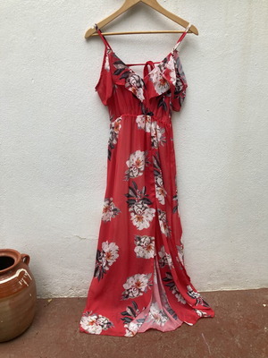 Pin Up Long Dress Medium like new, red multicolor