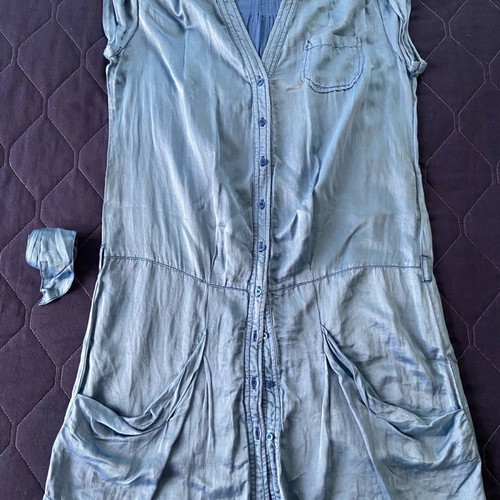 Shirt dress κοντό Zara μεταχειρισμένο, σιέλ σατέν