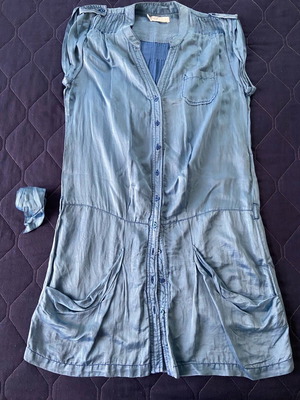 Shirt dress κοντό Zara μεταχειρισμένο σε σιέλ σατέν ύφασμα