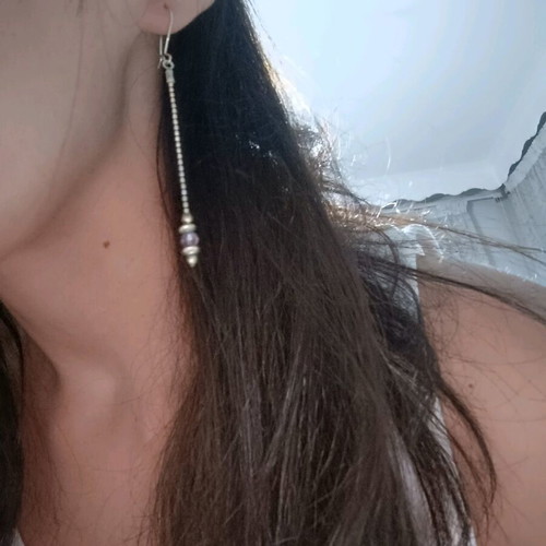 Dangling earrings like new, purple and silver