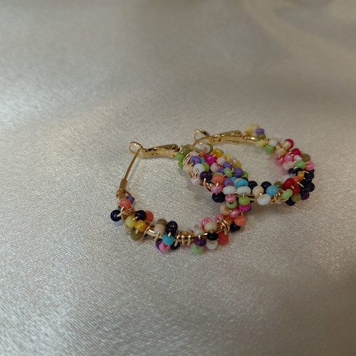 Stainless steel earrings with beads made to order, multicolor and gold