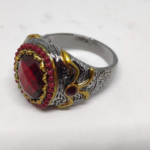 Men's ring with large red stone