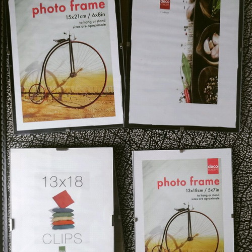 Clip photo frames used, pack of 16, various sizes with glass surface