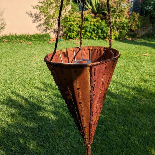 Hanging lamp used, Indian fabric with beads