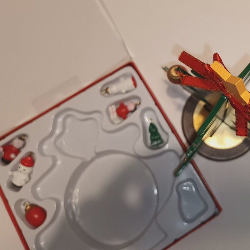 Christmas tree decoration wooden with miniatures and balls