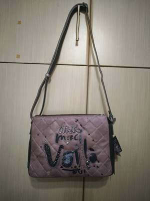 Anekke shoulder bag new, pink-rose apple color with glitter details