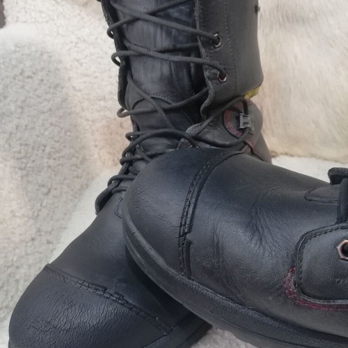 Firefighter leather boots used, GoreTex, men's size 44, black
