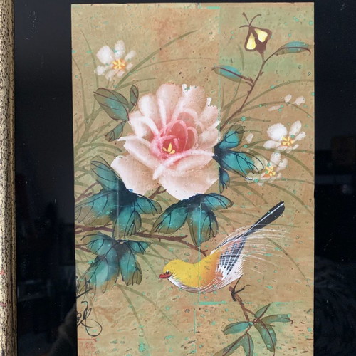 Chinese painting on cork used, vintage style