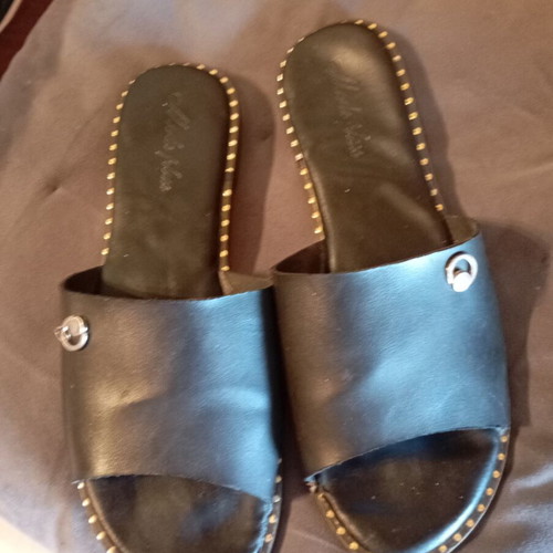 Leather slippers used, Spanish, black, size 39.5-40