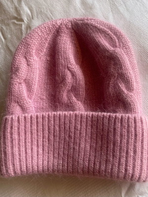 Wool knit cap pink new, one size, angora-wool-viscose blend