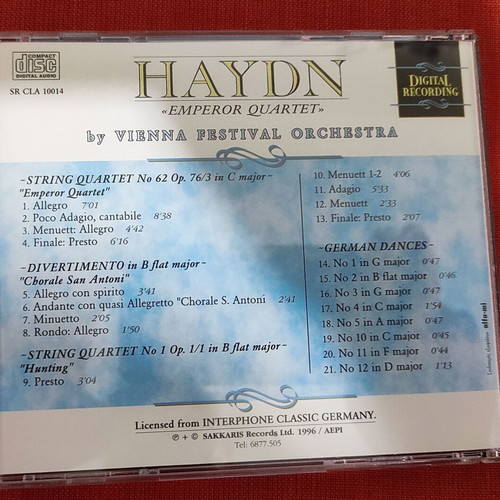 Haydn Emperor Quartet CD like new, classical music