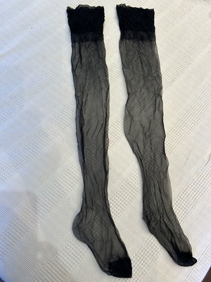 Black Thin Nylon Socks for Garters vintage, new