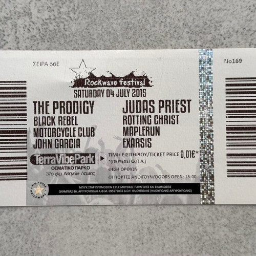 Ticket The Prodigy Judas Priest Live in Athens 4.7.2015 like new