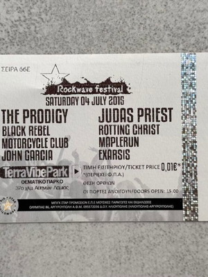 Ticket The Prodigy Judas Priest Live in Athens 4.7.2015 like new