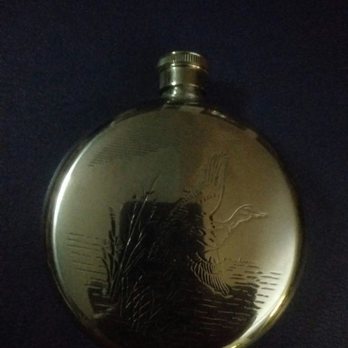 Inox flask new with engraved duck design