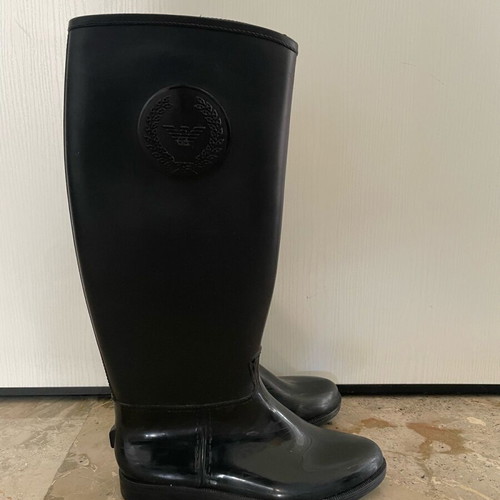 Armani Black Tall Rain Boots used, size 38