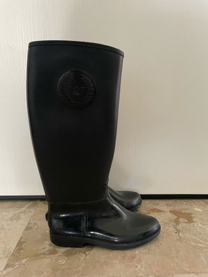 Armani Black Tall Rain Boots used, size 38