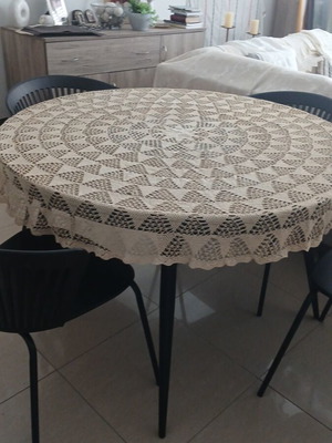 Handmade Crochet Round Tablecloth Diameter 145 cm New