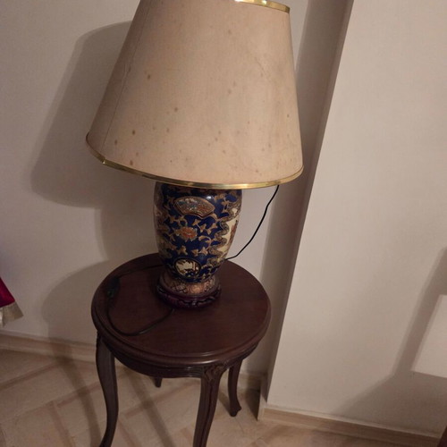 Satsuma table lamp used with stained lampshade