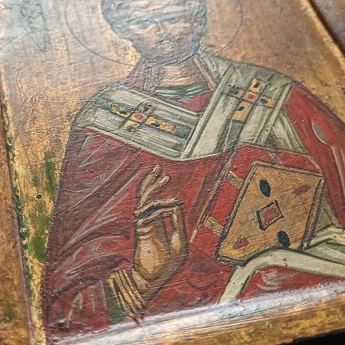 Old Handmade Saint Eleftherios Icon 10x8 cm