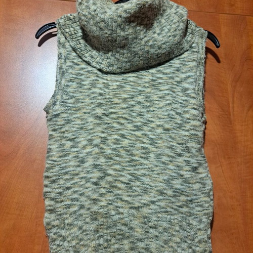 Sleeveless turtleneck sweater knitted like new, beige-brown small