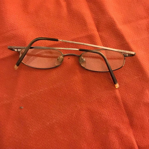 Glasses frame used, very small oval, silver color