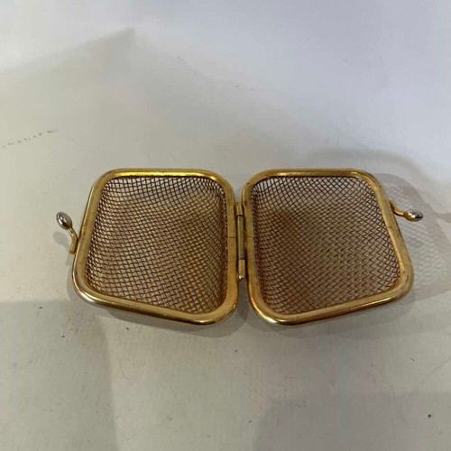 Vintage mini coin purse with gold metal mesh 7.5x8x3
