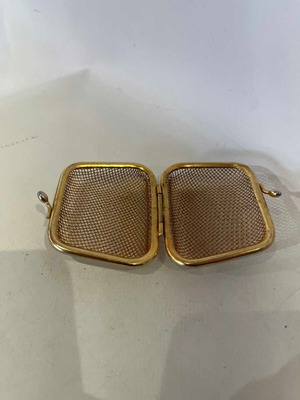 Vintage mini coin purse with gold metal mesh 7.5x8x3