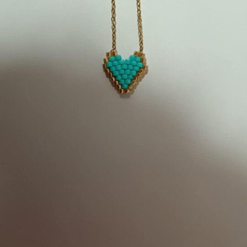 Miyuki heart necklace handmade with steel chain