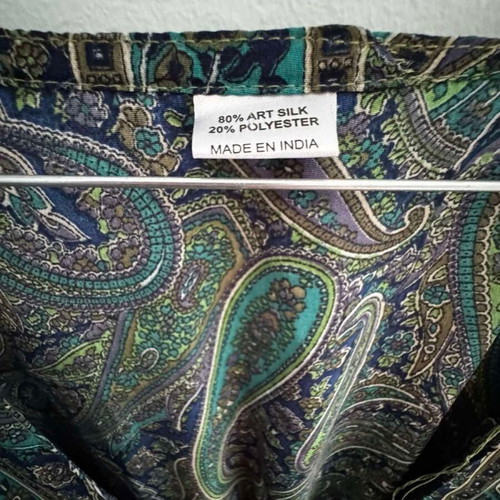 Boho silk dress with paisley pattern