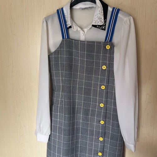 Dress with shirt like new, white and gray, size xs/s