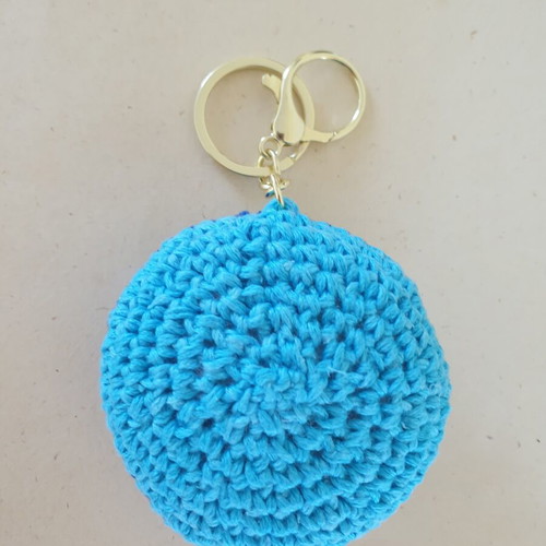 Charm keychain blue eye with turquoise crochet handmade, new