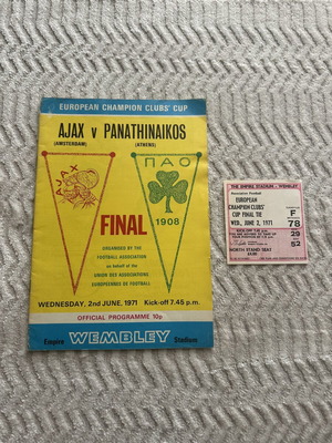 Panathinaikos Ajax European Cup Final 1971 match program used