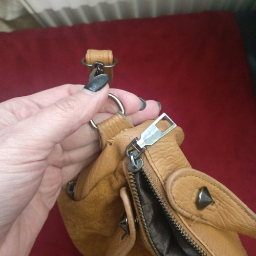 Tan Suede Shoulder Bag with Studs Like New