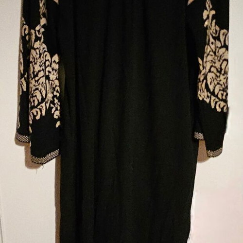 Aggel Knitwear Black Long Dress New With Gold Embroidery