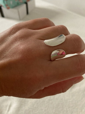 Handmade platinum-plated 925 adjustable silver ring new