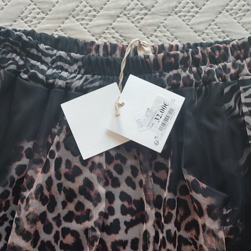 Maxi skirt flared animal print tulle new, one size