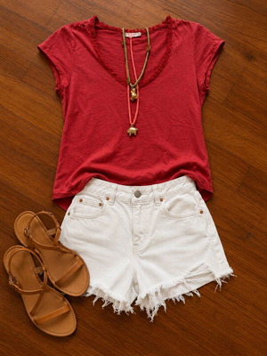 Twins Special coral blouse and white Zara denim shorts no small, like new