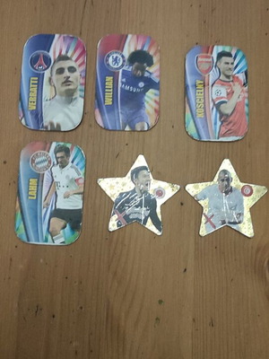 Collectible metal football tags used, pack of 6, Champions League