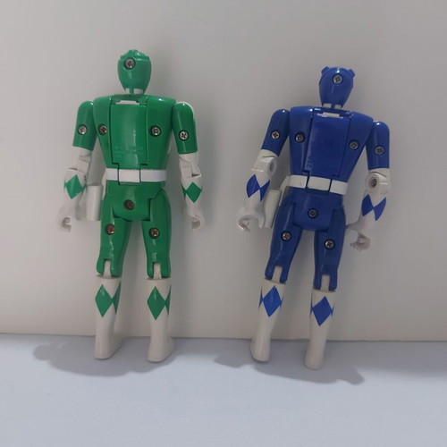 Power Rangers Flip Head Bandai green and blue figures like new
