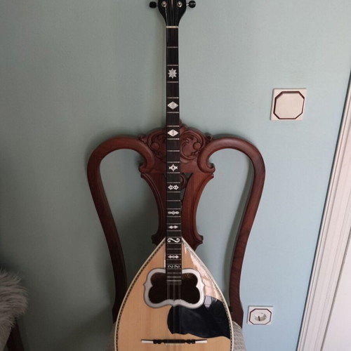 Trichordo Bouzouki, classical guitar, Boss DR 880 drum machine, Hohner instrument stand, tuner, metronome