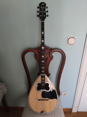 Trichordo Bouzouki, classical guitar, Boss DR 880 drum machine, Hohner instrument stand, tuner, metronome