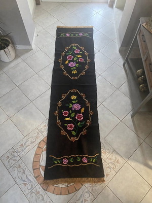 Χειροποίητο μάλλινο κεντητό χαλί, 240 x 65 εκ.