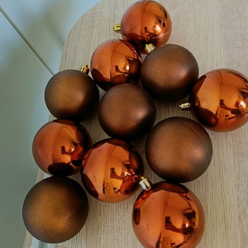 Christmas tree balls, 11 pieces, copper color like new