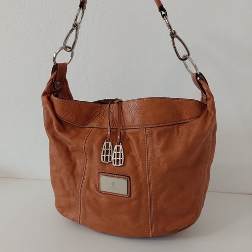 Kem leather women's crossbody bag, medium size, brown orange