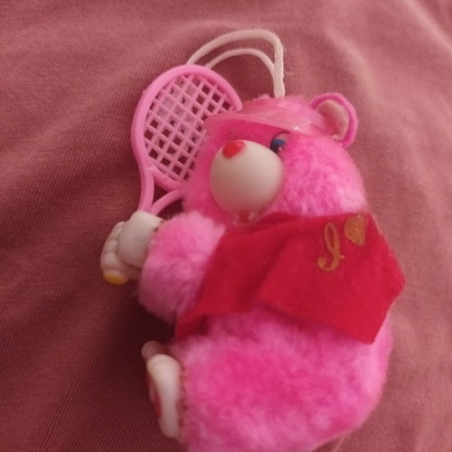 Vintage Tsibbi Tsibbi clip-on teddy bear with tennis racket used