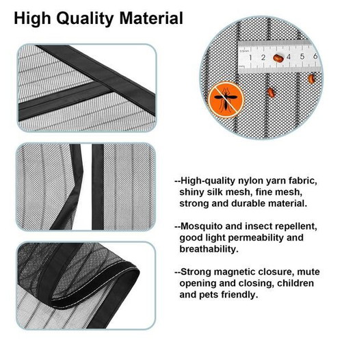 Magnetic door screen 95 x 205 cm black, mosquito protection