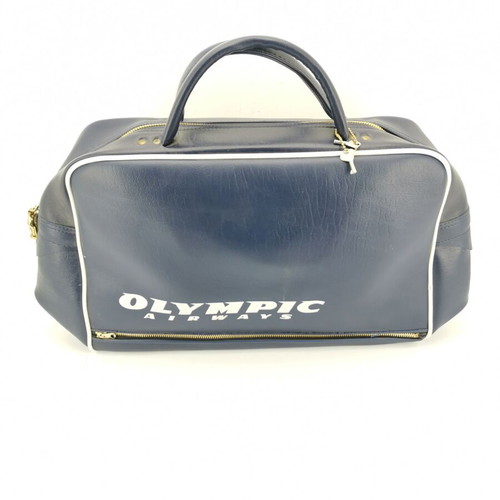 Olympic Air Ways leather bag with lock from 1980, used